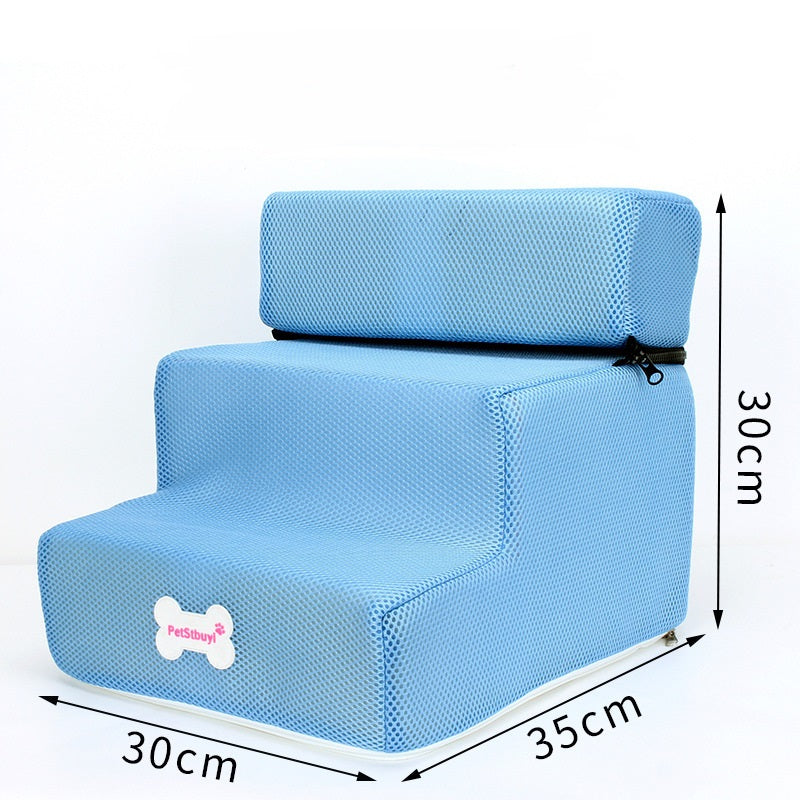 KFX-5071805 Pet Stairs with Breathable Mesh Fabric and High-Density Sponge - Detachable & Non-Slip Climbing Ladder for Dogs and Cats