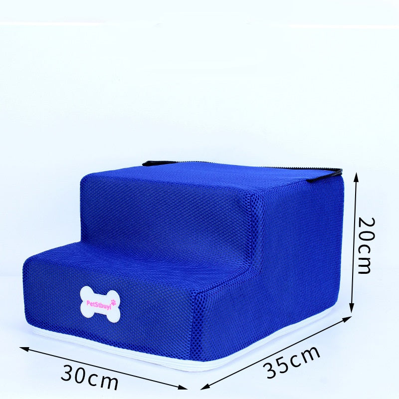 KFX-5071805 Pet Stairs with Breathable Mesh Fabric and High-Density Sponge - Detachable & Non-Slip Climbing Ladder for Dogs and Cats