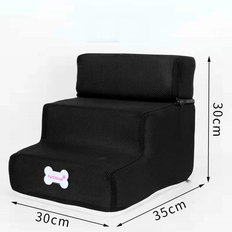 KFX-5071805 Pet Stairs with Breathable Mesh Fabric and High-Density Sponge - Detachable & Non-Slip Climbing Ladder for Dogs and Cats