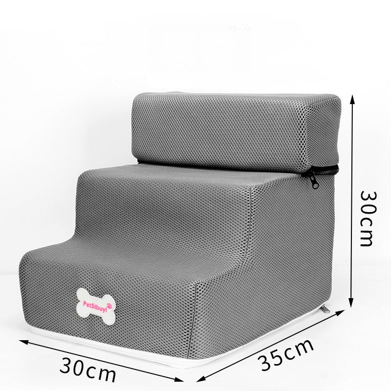 KFX-5071805 Pet Stairs with Breathable Mesh Fabric and High-Density Sponge - Detachable & Non-Slip Climbing Ladder for Dogs and Cats