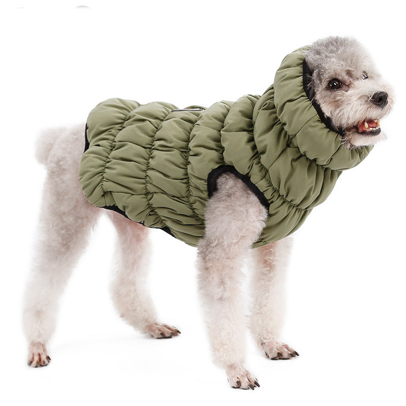 KFX-5072701 Reversible Pet Dog Cotton Vest with D Ring Hole - Casual Stretch Jacket for Autumn and Winter