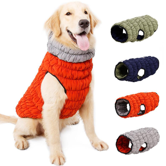 KFX-5072701 Reversible Pet Dog Cotton Vest with D Ring Hole - Casual Stretch Jacket for Autumn and Winter