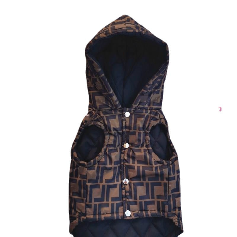 KFX-5072957 Thickened Cotton Dog Vest Coat in Brown - Sizes XS to XXXL