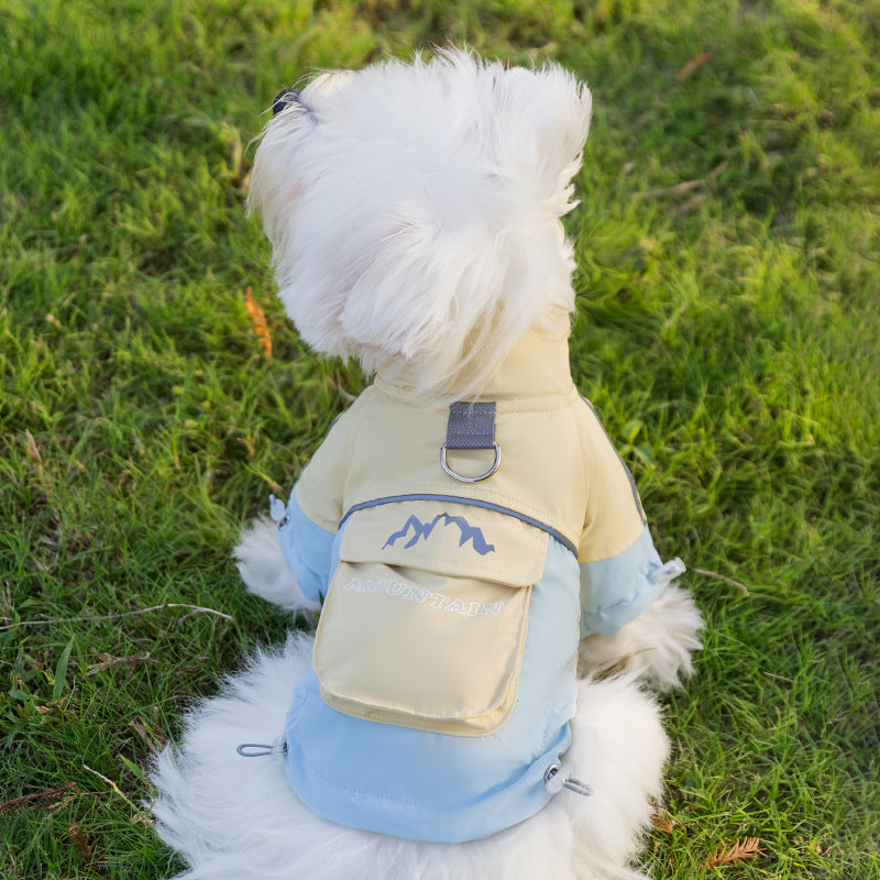 KFX-5073085 Color Block Windbreaker for Small to Medium Dogs - Weather Resistant, Comfortable Cotton Coat