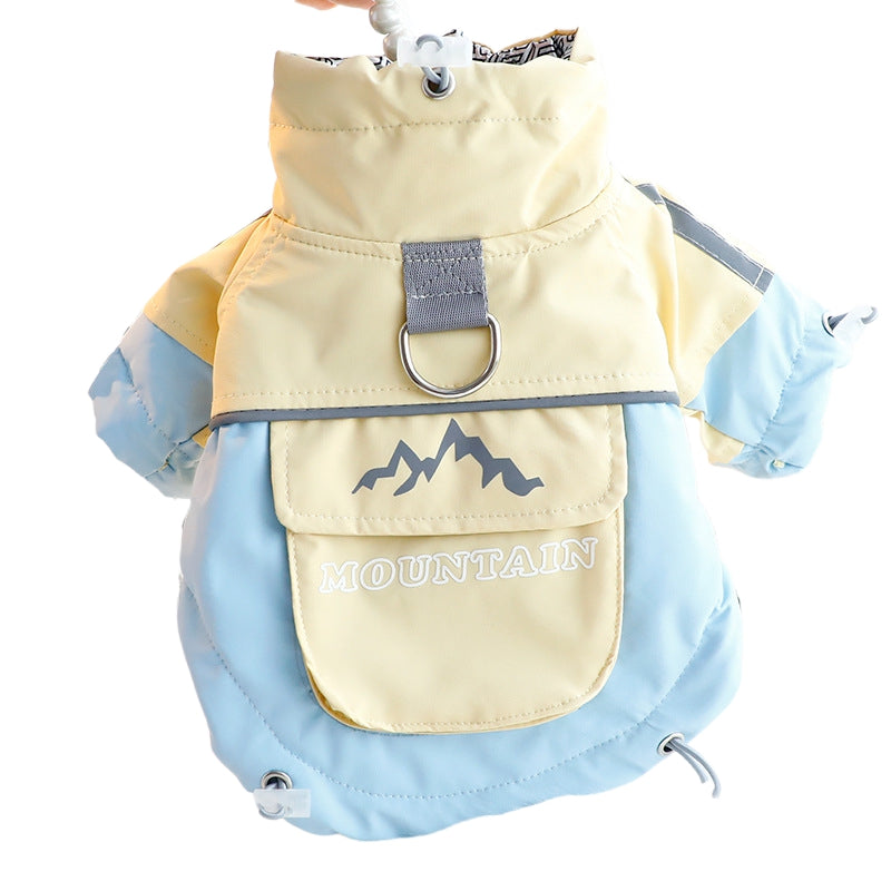 KFX-5073085 Color Block Windbreaker for Small to Medium Dogs - Weather Resistant, Comfortable Cotton Coat