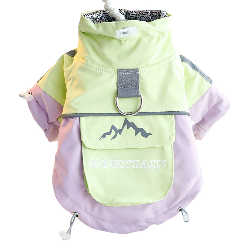 KFX-5073085 Color Block Windbreaker for Small to Medium Dogs - Weather Resistant, Comfortable Cotton Coat