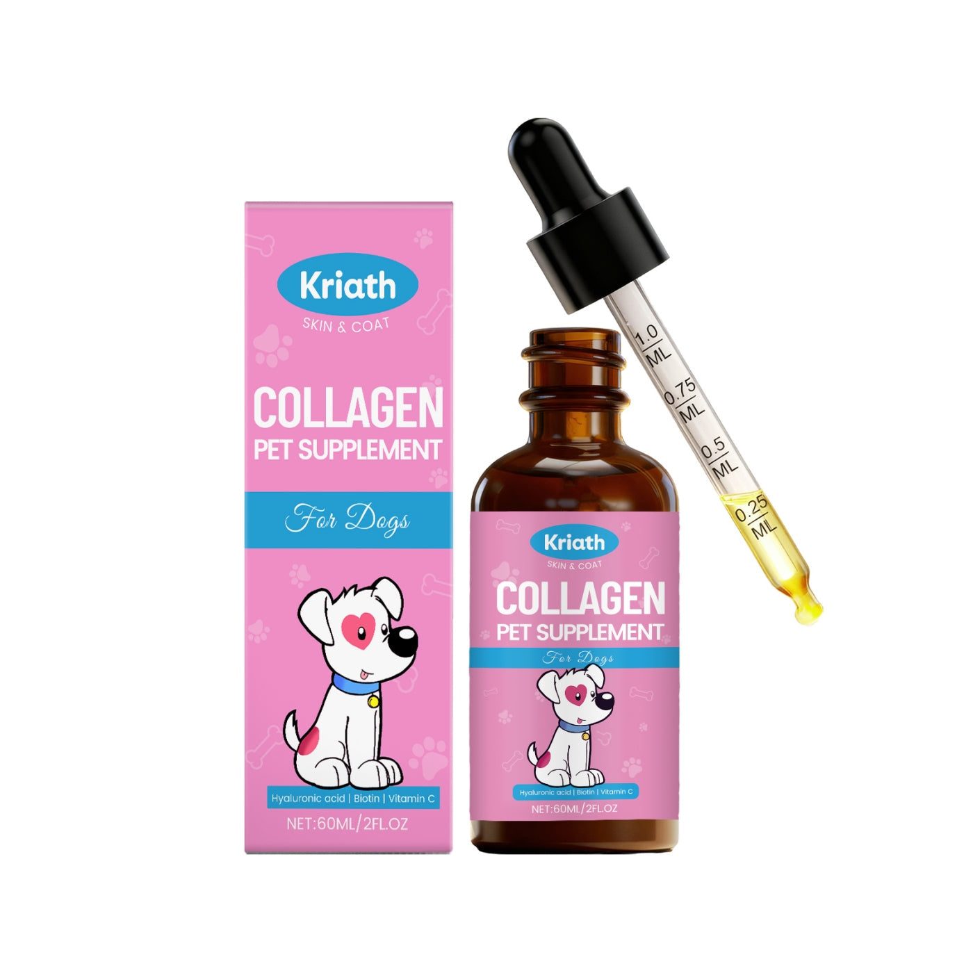 KFX-5074365 Collagen Supplement for Dogs with Vitamin C, Biotin, and Hyaluronic Acid
