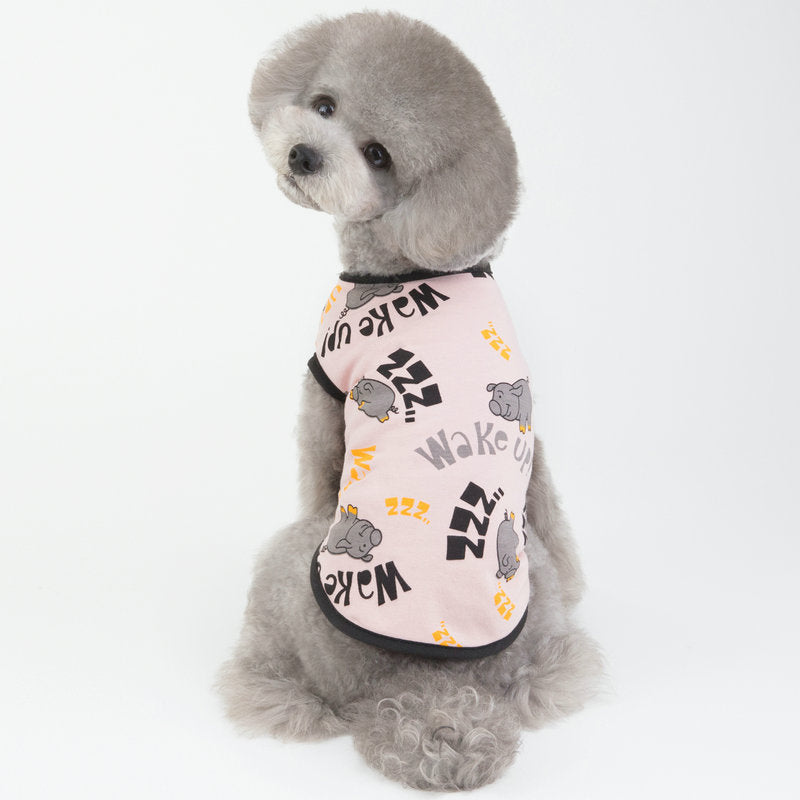 KFX-5074877 Casual Cotton Vest for Dogs with Piggy Print – Spring and Summer Styles in Yellow and Pink