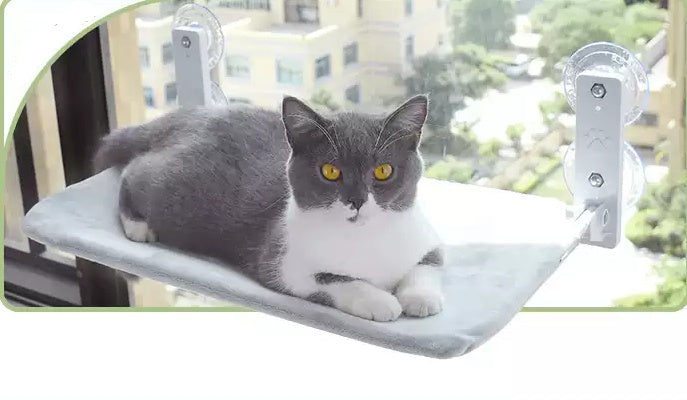 KFX-5075901 Cat Suction Cup Window Hammock - Breathable Mesh Plush Fabric, Stylish Pet Bed for Cats