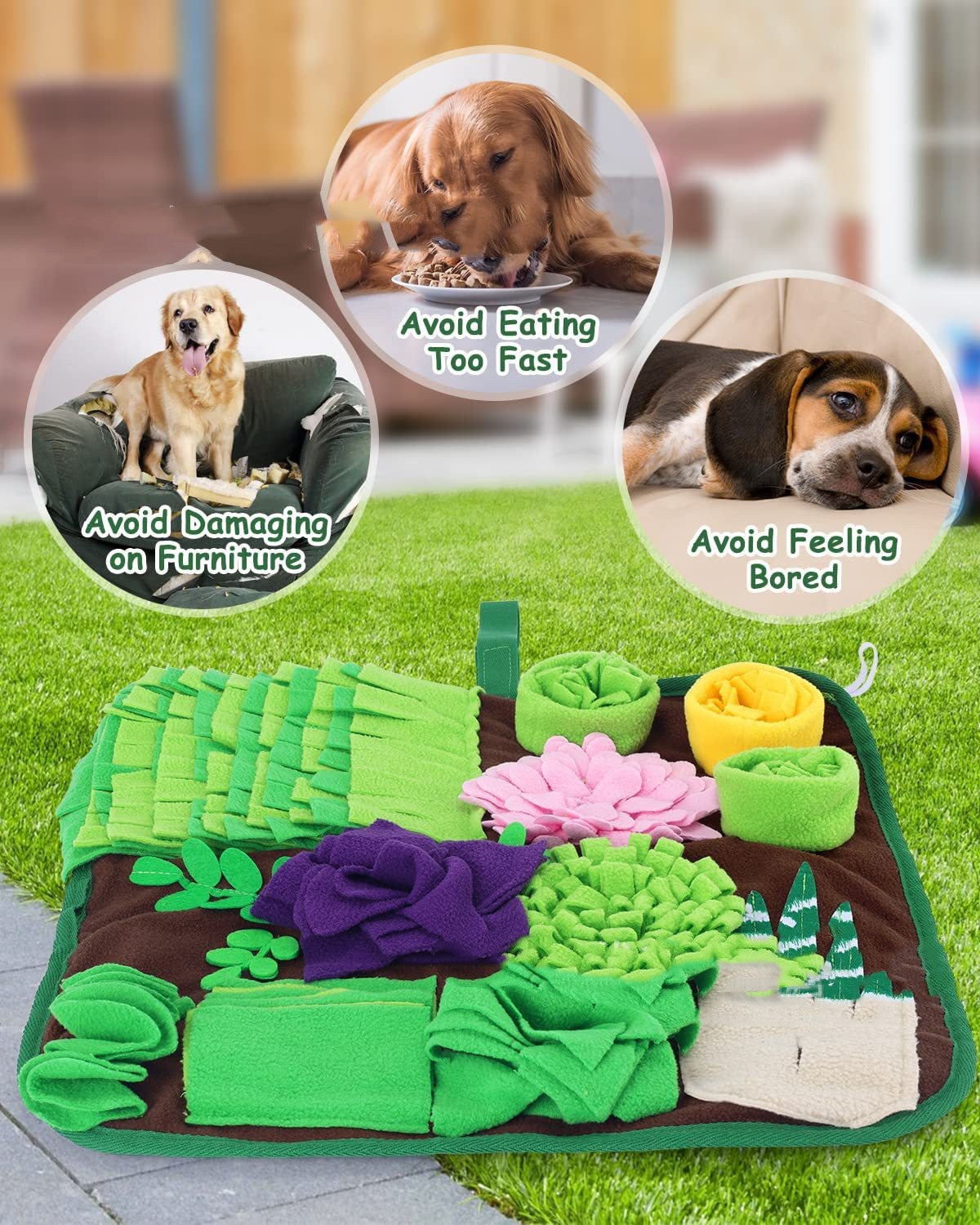 KFX-5078077 Anti-Choke Training Sniffing Pad for Pets - 42x42cm Polar Fleece Feeding Mat