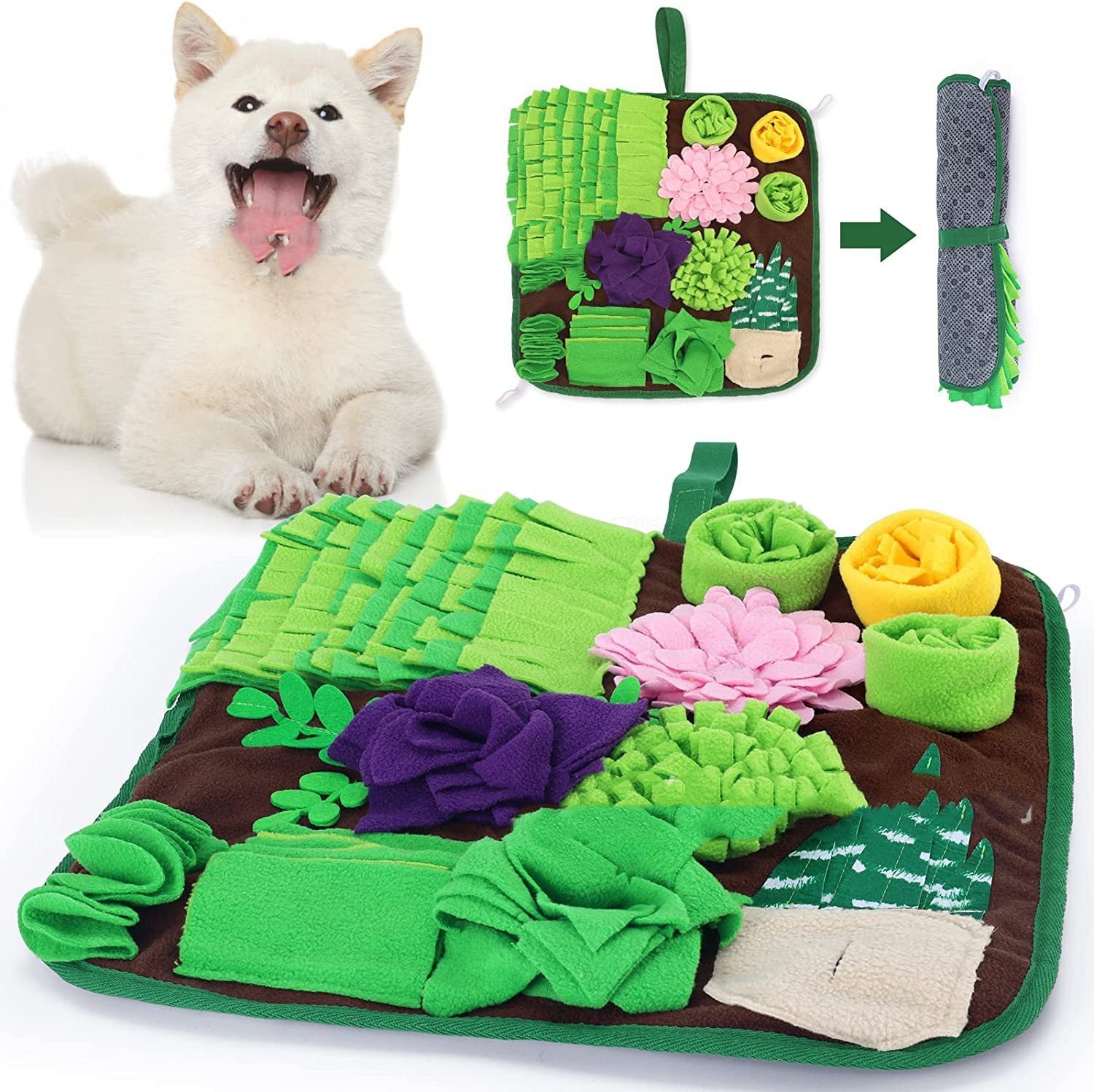 KFX-5078077 Anti-Choke Training Sniffing Pad for Pets - 42x42cm Polar Fleece Feeding Mat
