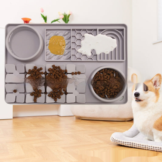 KFX-5080253 Silicone Slow Food Licking Mat with Suction Cup for Dogs - Versatile Pet Tableware
