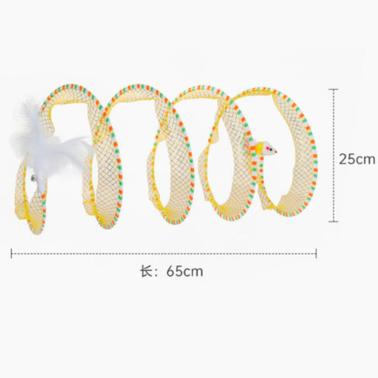 KFX-5081533 Interactive Cat Tunnel and Teasing Stick with Feather Attachment for Boredom Relief