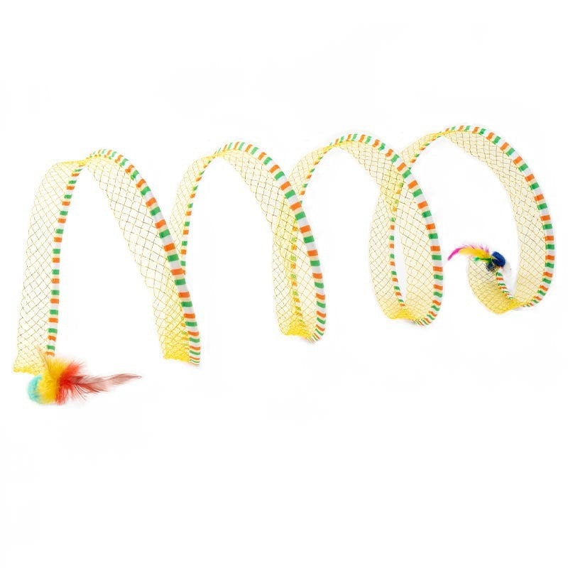 KFX-5081533 Interactive Cat Tunnel and Teasing Stick with Feather Attachment for Boredom Relief