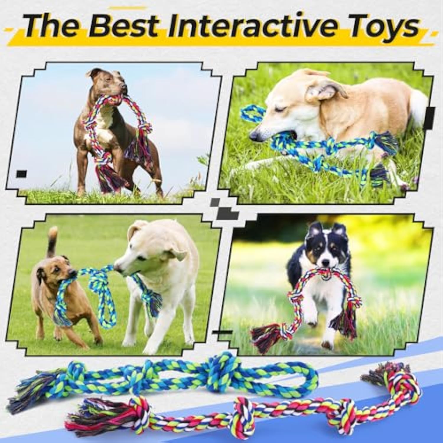 KFX-5082685 Durable Cotton Rope Toy for Dogs - Ideal for Tug of War, Chewing, and Interactive Play
