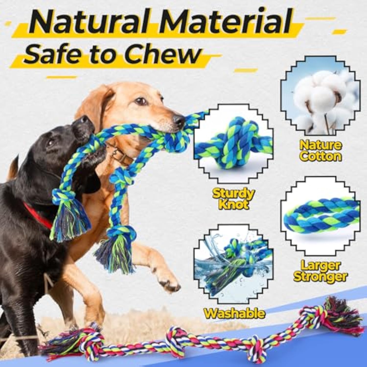 KFX-5082685 Durable Cotton Rope Toy for Dogs - Ideal for Tug of War, Chewing, and Interactive Play