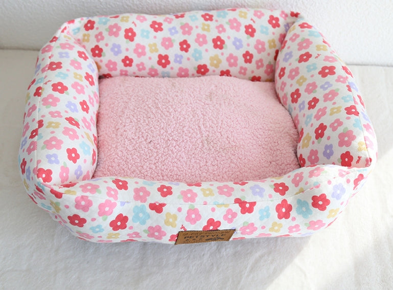 KFX-5084093 Small Square Nest Dog Mat for All Seasons – Cozy Cotton Kennel with Various Patterns