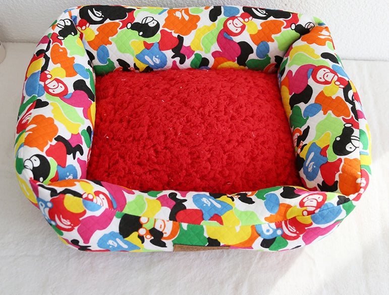 KFX-5084093 Small Square Nest Dog Mat for All Seasons – Cozy Cotton Kennel with Various Patterns
