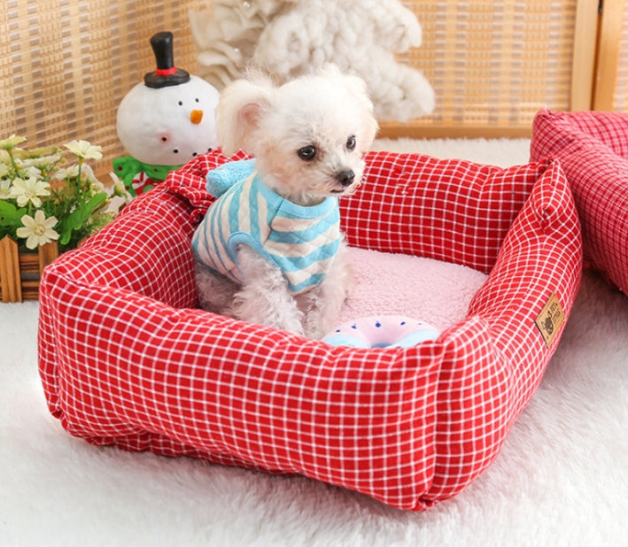 KFX-5084093 Small Square Nest Dog Mat for All Seasons – Cozy Cotton Kennel with Various Patterns
