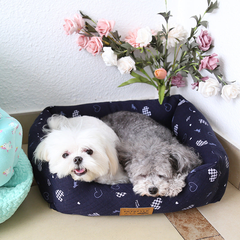 KFX-5084093 Small Square Nest Dog Mat for All Seasons – Cozy Cotton Kennel with Various Patterns