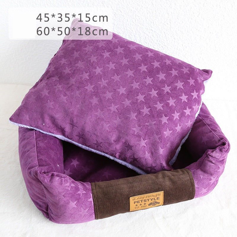 KFX-5084093 Small Square Nest Dog Mat for All Seasons – Cozy Cotton Kennel with Various Patterns