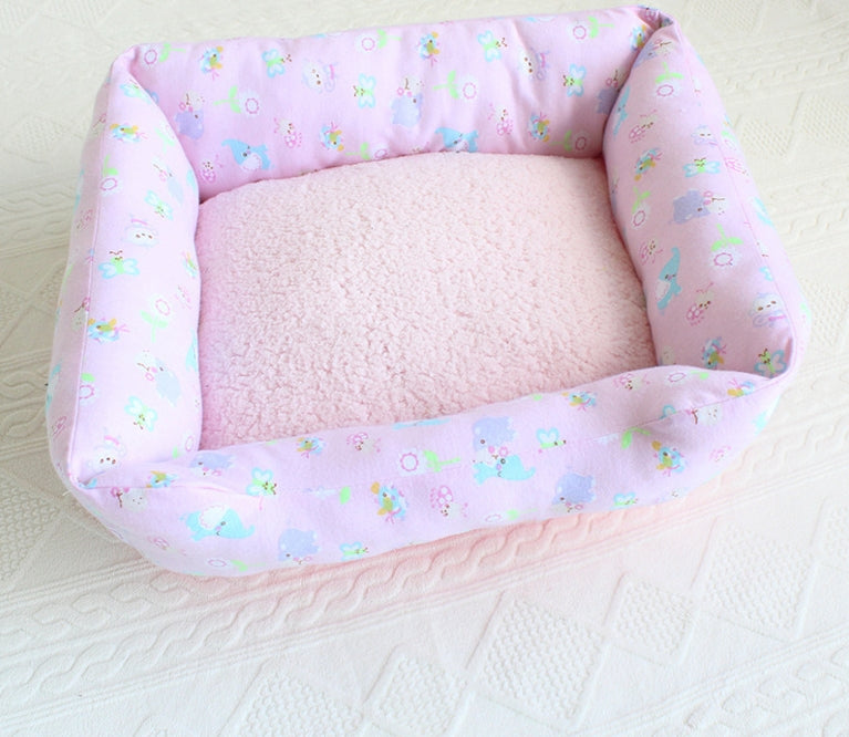 KFX-5084093 Small Square Nest Dog Mat for All Seasons – Cozy Cotton Kennel with Various Patterns