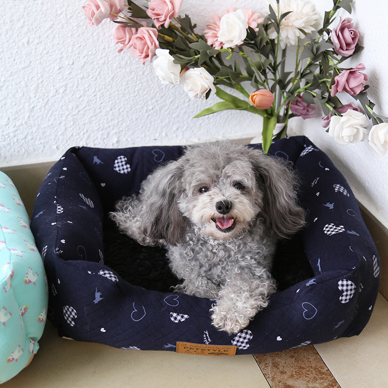 KFX-5084093 Small Square Nest Dog Mat for All Seasons – Cozy Cotton Kennel with Various Patterns