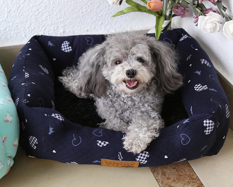 KFX-5084093 Small Square Nest Dog Mat for All Seasons – Cozy Cotton Kennel with Various Patterns