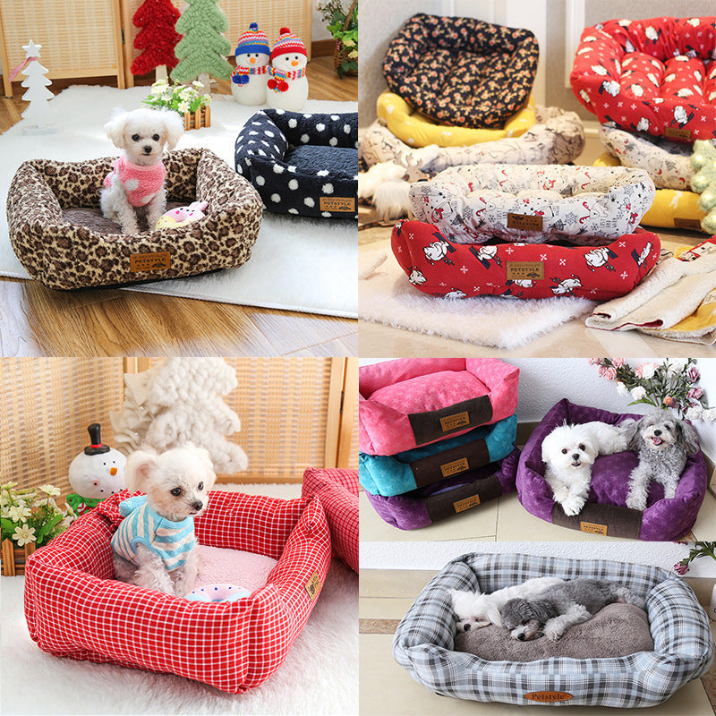 KFX-5084093 Small Square Nest Dog Mat for All Seasons – Cozy Cotton Kennel with Various Patterns