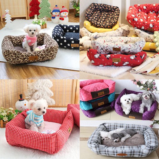 KFX-5084093 Small Square Nest Dog Mat for All Seasons – Cozy Cotton Kennel with Various Patterns