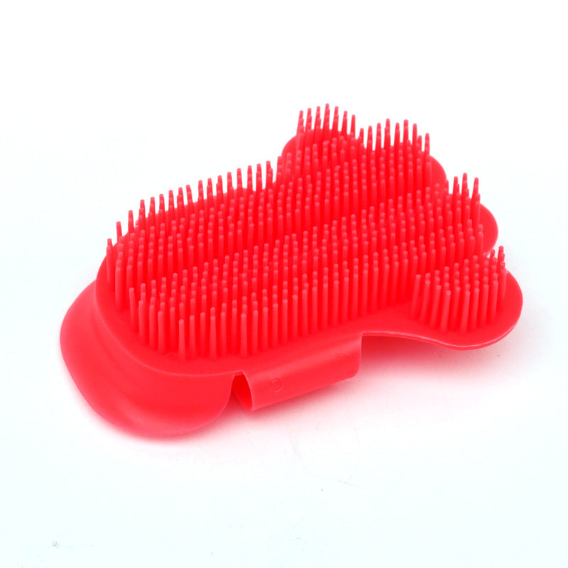 KFX-5085629 Foot-Shaped Rubber Pet Bathing and Massage Brush in Red, Blue, and White