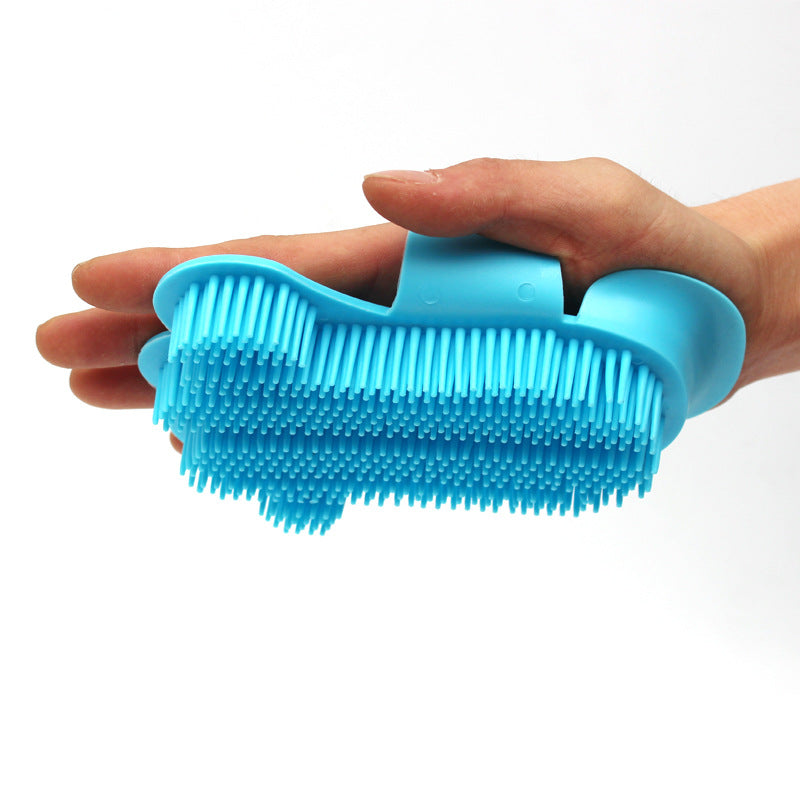 KFX-5085629 Foot-Shaped Rubber Pet Bathing and Massage Brush in Red, Blue, and White