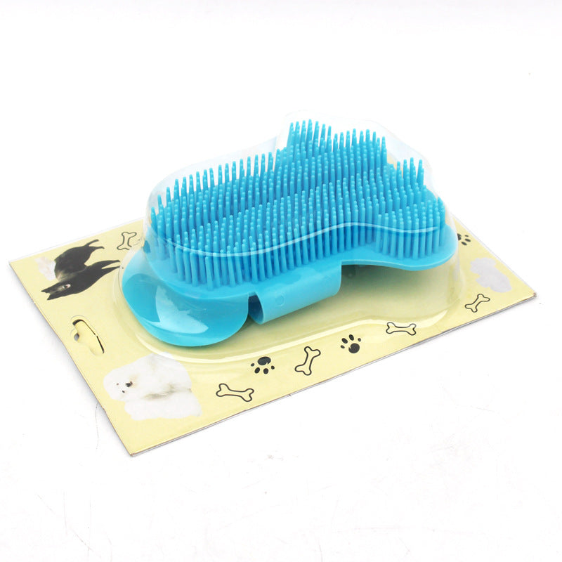 KFX-5085629 Foot-Shaped Rubber Pet Bathing and Massage Brush in Red, Blue, and White