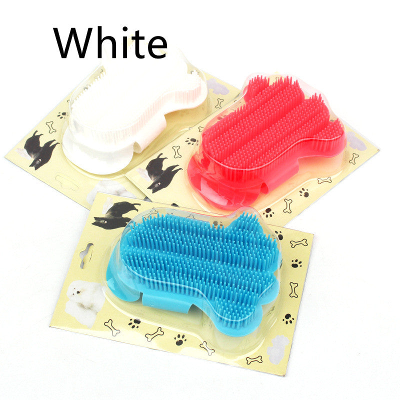 KFX-5085629 Foot-Shaped Rubber Pet Bathing and Massage Brush in Red, Blue, and White