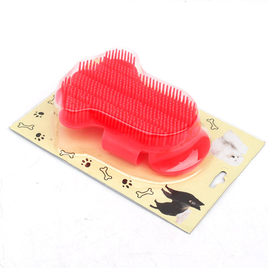 KFX-5085629 Foot-Shaped Rubber Pet Bathing and Massage Brush in Red, Blue, and White