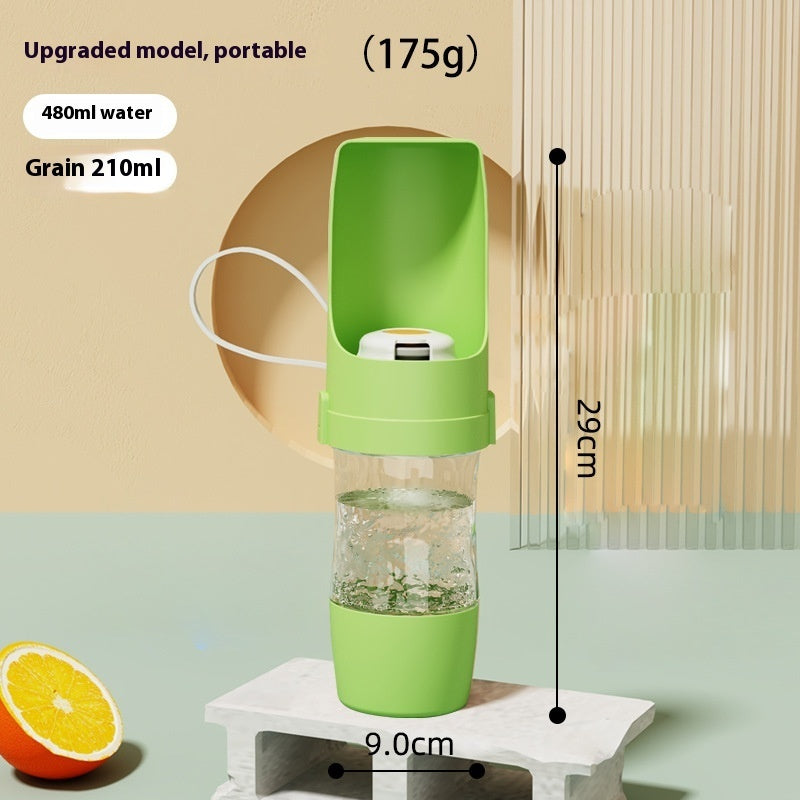 KFX-5085885 2-in-1 Portable Travel Dog Water Bottle and Food Dispenser with Lanyard for Outdoor Use
