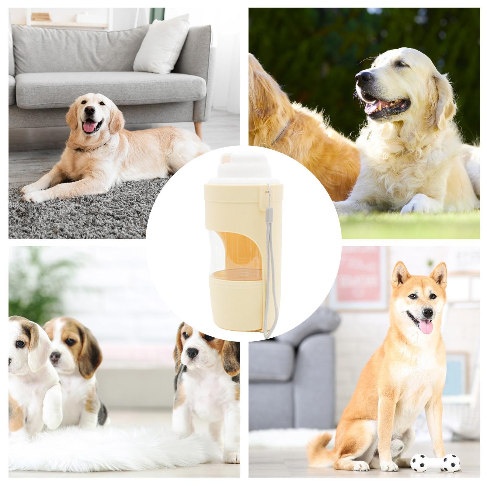 KFX-5085885 2-in-1 Portable Travel Dog Water Bottle and Food Dispenser with Lanyard for Outdoor Use