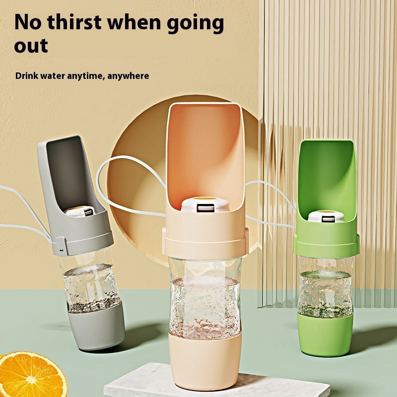KFX-5085885 2-in-1 Portable Travel Dog Water Bottle and Food Dispenser with Lanyard for Outdoor Use