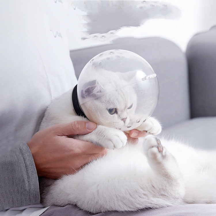 KFX-5087677 Cat and Dog Space Hood - Adjustable ABS Pet Head Cover in White, Sizes M and L Available