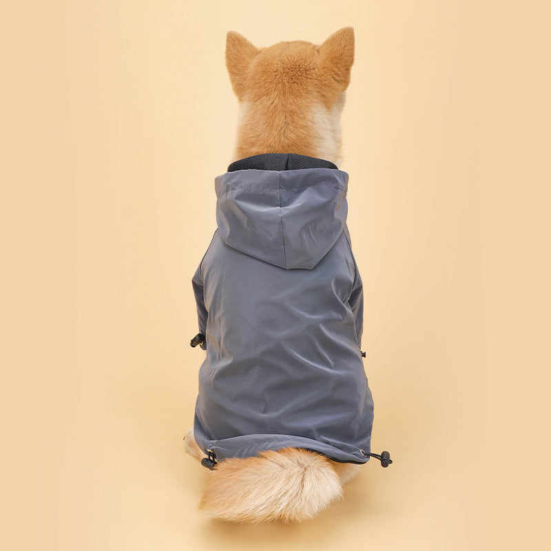 KFX-5088189 Rainproof Hooded Jacket for Small to Medium Dogs - Casual Polyester Clothing in Gray