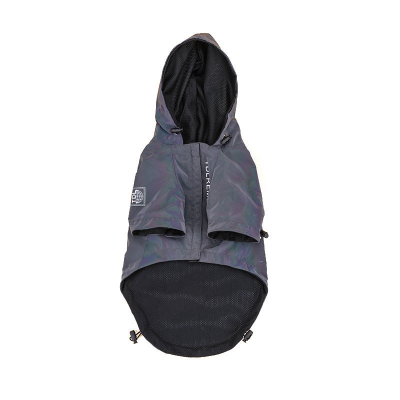KFX-5088189 Rainproof Hooded Jacket for Small to Medium Dogs - Casual Polyester Clothing in Gray