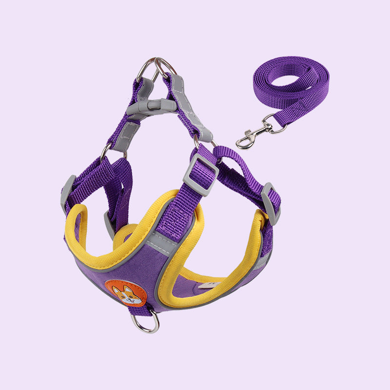 KFX-5089085 Chest Strap Pet Leash Vest for Small to Medium Dogs, Soft Cotton in Multiple Colors