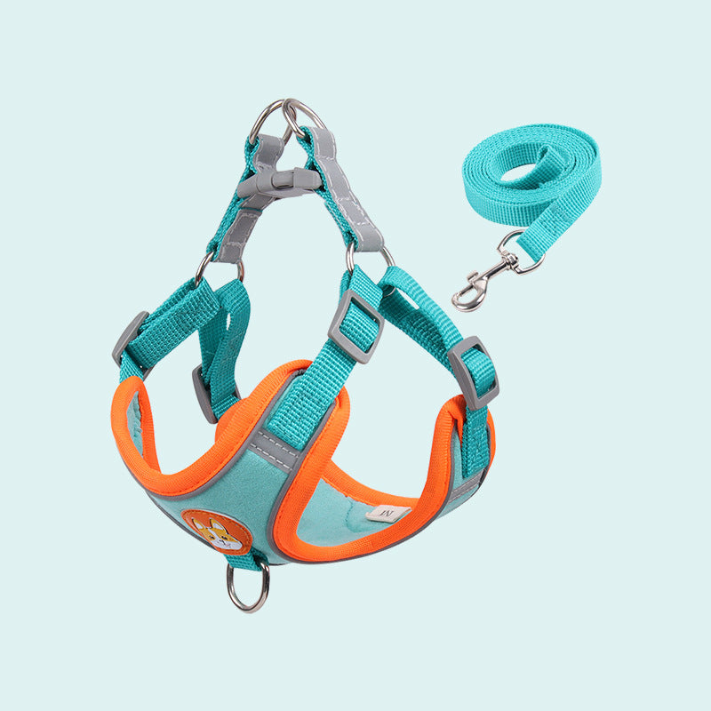KFX-5089085 Chest Strap Pet Leash Vest for Small to Medium Dogs, Soft Cotton in Multiple Colors