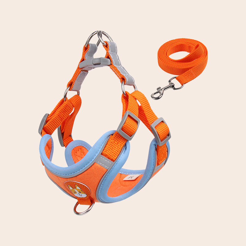 KFX-5089085 Chest Strap Pet Leash Vest for Small to Medium Dogs, Soft Cotton in Multiple Colors