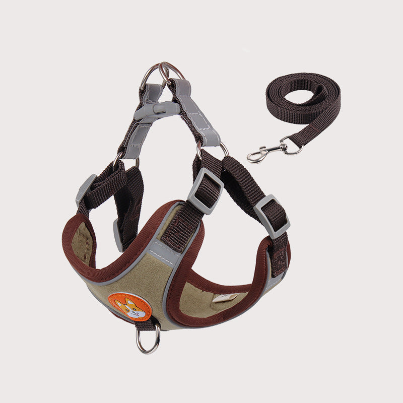 KFX-5089085 Chest Strap Pet Leash Vest for Small to Medium Dogs, Soft Cotton in Multiple Colors