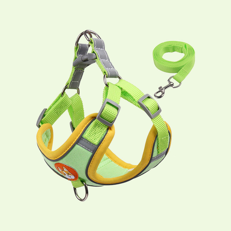 KFX-5089085 Chest Strap Pet Leash Vest for Small to Medium Dogs, Soft Cotton in Multiple Colors