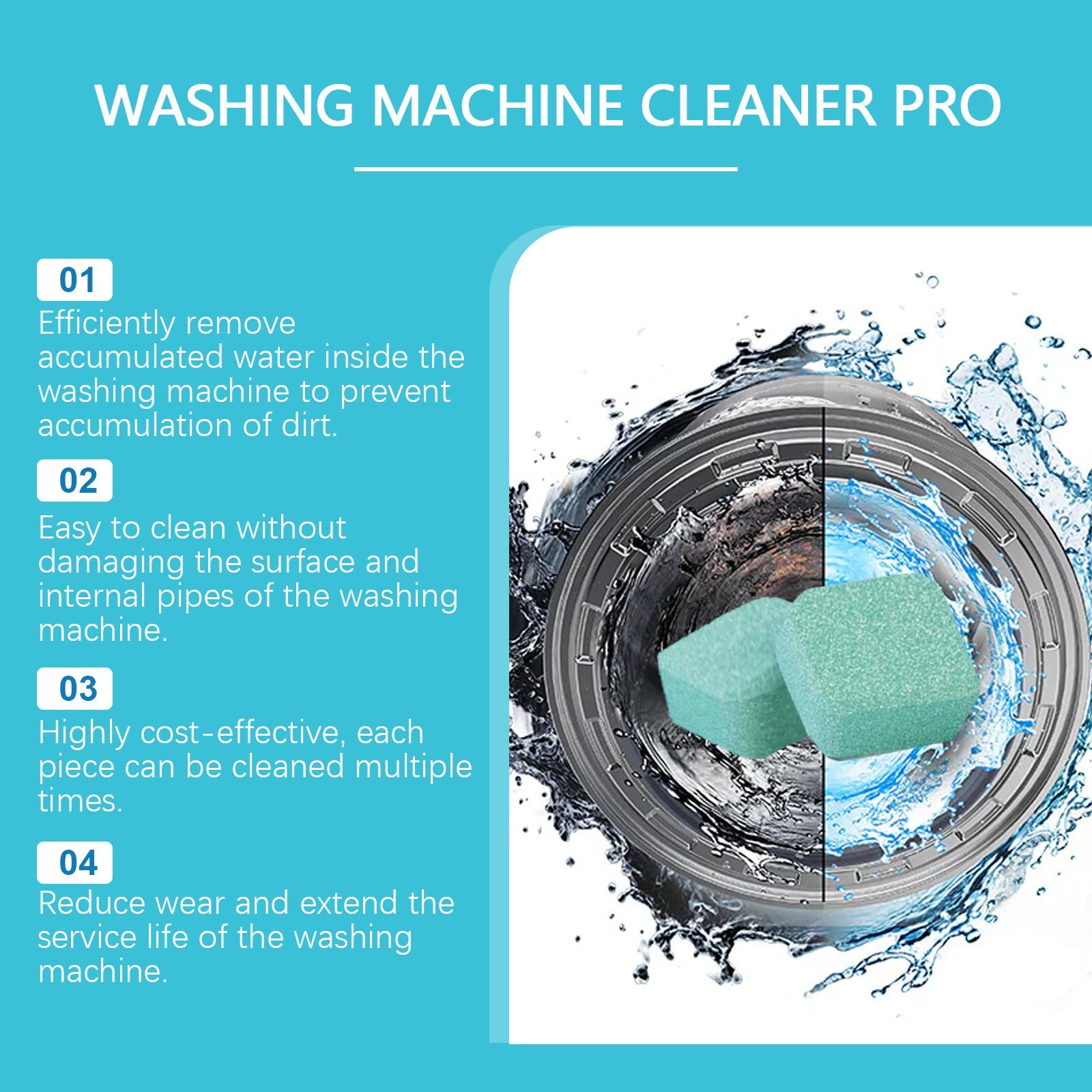 KFX-5089981 Washing Machine Cleaning Tablets for Stain Removal and Descaling, 12 Pack