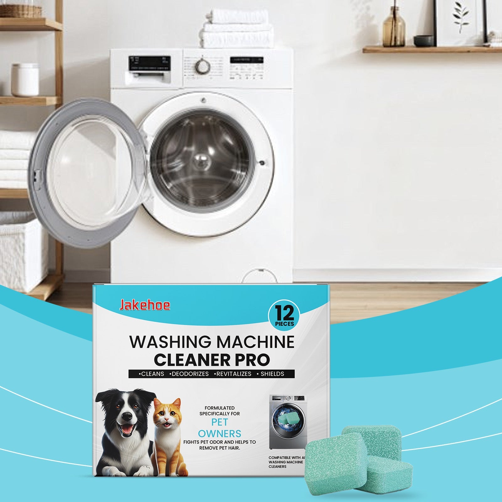 KFX-5089981 Washing Machine Cleaning Tablets for Stain Removal and Descaling, 12 Pack