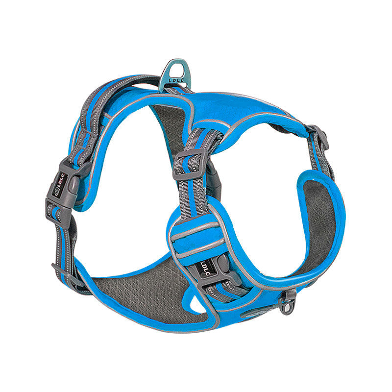 KFX-5090365 Explosion-Proof Nylon Pet Chest and Back Harness with Shock Absorption and Night Vision Reflective Features