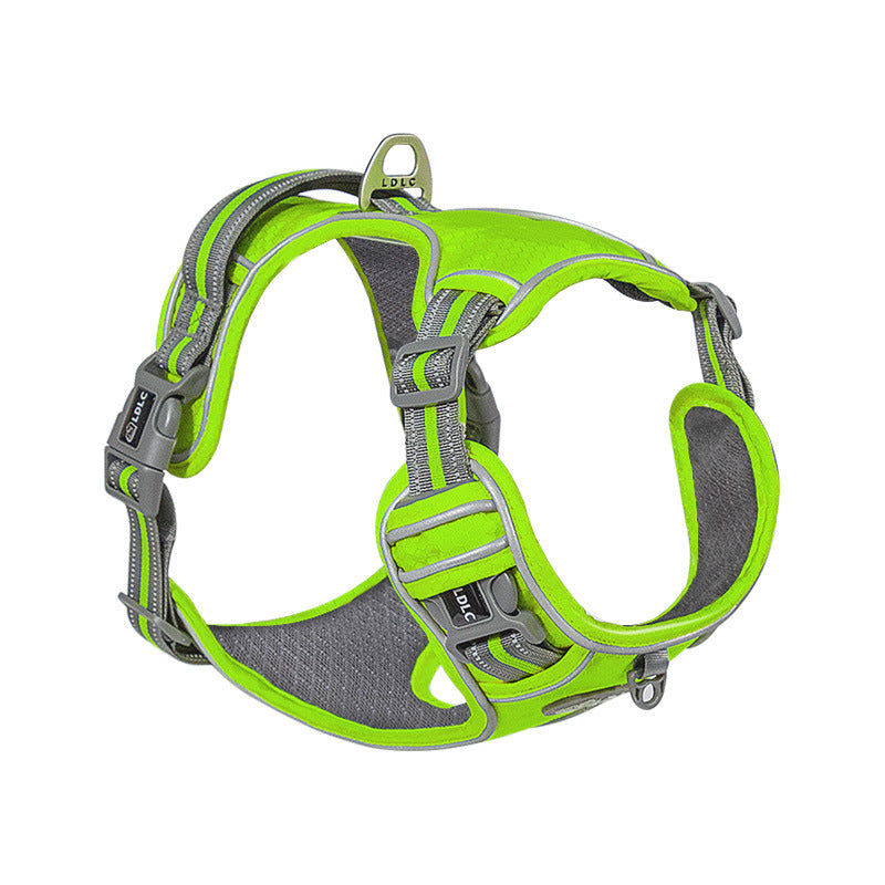 KFX-5090365 Explosion-Proof Nylon Pet Chest and Back Harness with Shock Absorption and Night Vision Reflective Features